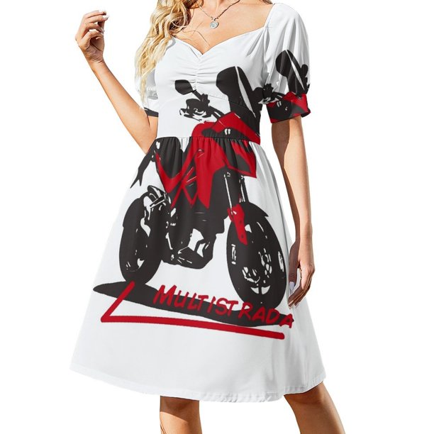 Las motocicletas se índicaron divertido vestido de manga corta vestido suelto de verano vestido