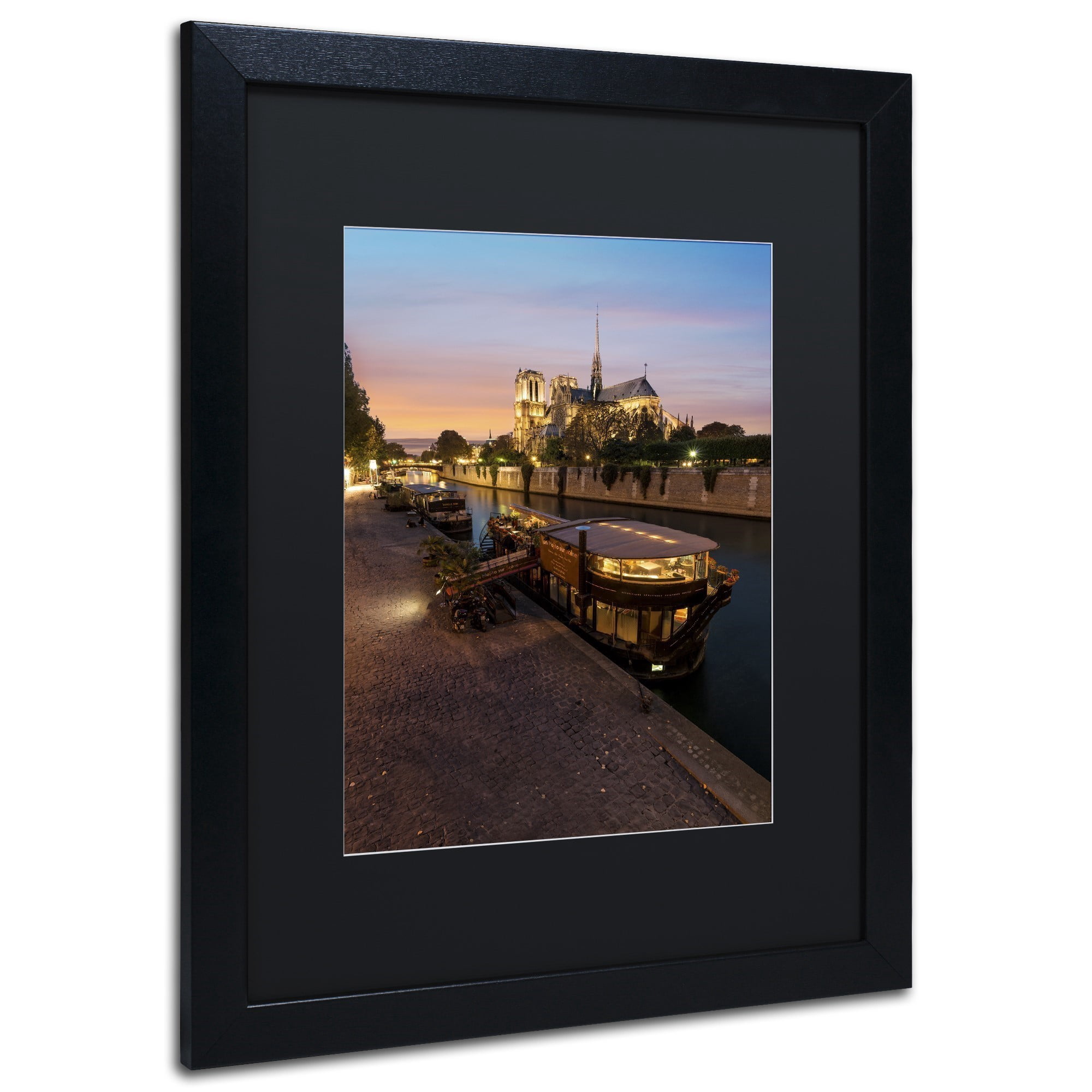 Trademark Fine Art "Sunset in Notre Dame de Paris" Canvas Art by Mathieu Rivrin, Black Matte, Black Frame