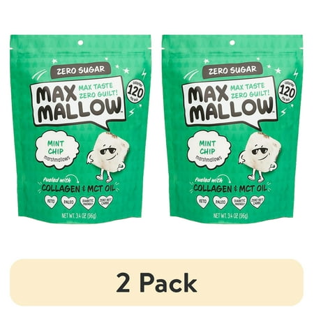 (2 pack) Know Brainer Max Mallow Mint Chip - Guilt-Free & Zero Sugar Marshmallows - Low Carb and Zero Fat