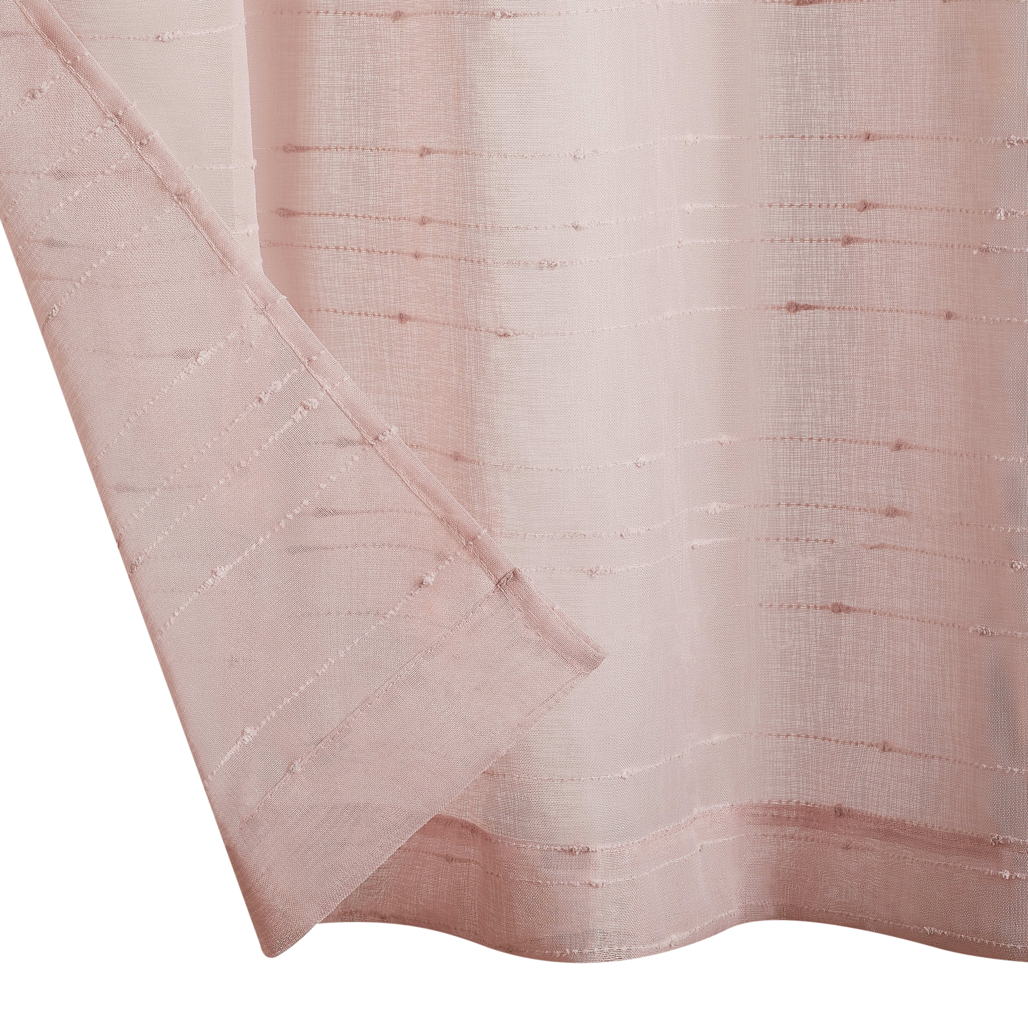 Blush Sheer Window Curtain Pair w Tiebacks, 38x108, Rosemary