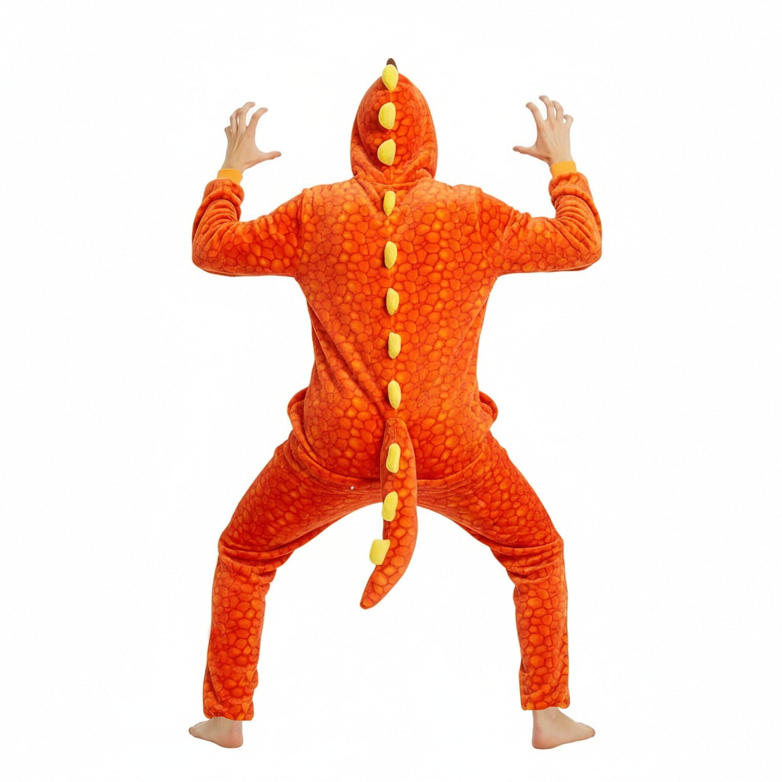 Fjofpr Womens Plush Hooded Jumpsuit Sherpa Pajamas 2025 Plus Size Long Sleeve Cute dinosaur One Piece Onesie Winter Warm Rompers Sleepwear Hooded Long-sleeved zip up Pajamas Home Clothing ARed L