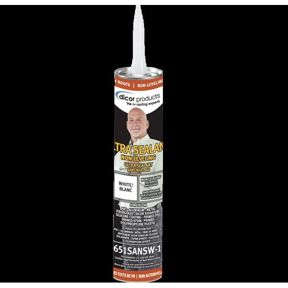Dicor Corp. Roof Sealant 651SANSW-1 Ultra Sealant; Use To Seal RVs Roof Perimeter; Non-Leveling; White; 10.3 Ounce Tube; Single