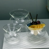 ROSENICE 1 Set of Glass Salad Bowl Household Food Serving Bowl with Dry Ice Container for Bar