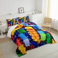 thumbnail image 5 of jejeloiu Rainbow Construction Brick Bedding Comforter Set,Funny Patchwork Geometric Twin Comforter Sets,Blue Yellow Toy Bedding Set For Boys Kids,Microfiber Bedroom Decor Reversible,2-Piece, 5 of 7