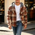 thumbnail image 2 of JIAYUE Men Hooded Sweatshirt Button Down Plaid Flannel Long Sleeve Hoodie Coat for Fall Winter Outdoor Sport, 2 of 5