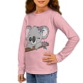 thumbnail image 2 of Jiueut Pink Koala Girls Long Sleeve T Shirts Size 3-4 Years Tee Shirt for Toddler Kids Clothes Gifts for Birthday Kawaii Athletic Shirt for School Crew Neck Top for Girls, 2 of 7