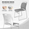 thumbnail image 6 of VINGLI Stackable Chairs Set of 8, Stacking Office Chairs with Metal Sled Base, Ergonomic Plastic Padded Seat & Back, Capacity 350lbs, Stacking Chairs for Waiting Room Break Room Banquet Guest, Gray, 6 of 7