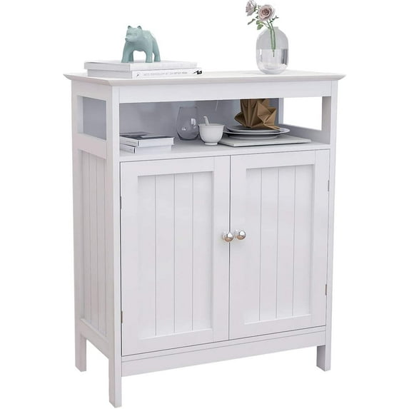 ZXNYH Bathroom Storage Cabinet White Freestanding Floor Storage Cupboard Adjustable Shelf with 4 Drawers and 1 Door