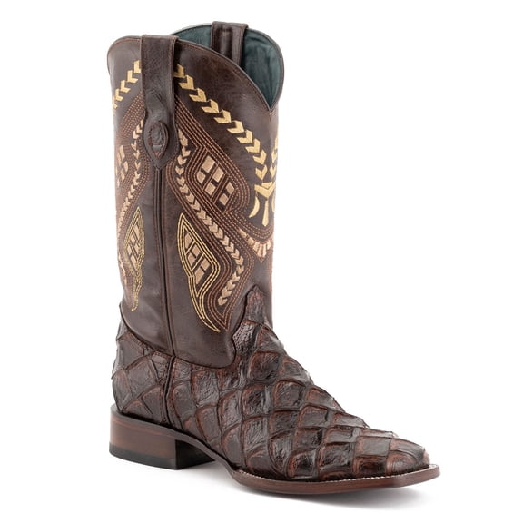 Ferrini Western Boots Mens Bronco Pirarucu Print Chocolate 43393-09