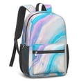 thumbnail image 3 of 17 Inch Lightweight Backpack,PVC Waterproof Oxford Fabric, Ergonomically Designed, with Large Capacity, Aqua Blue Watercolor, 3 of 5