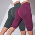 thumbnail image 2 of FUNUONY 2 Pack Biker Yoga Shorts for Women,High Waisted Athletic Running Workout Gym Knee Length Shorts Tummy Control Hip Lifting Fitness Pants Compression Tight Fit Yoga Shorts Wine Xl, 2 of 4
