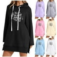 thumbnail image 5 of Womens Letter Pullover Crewneck Fleece Sweatshirts Drawstring Side Slit Hoodies Teen Y2k Top Cute Fashion Hood Trendy Long Sleeve Streetwear Outfits, 5 of 5