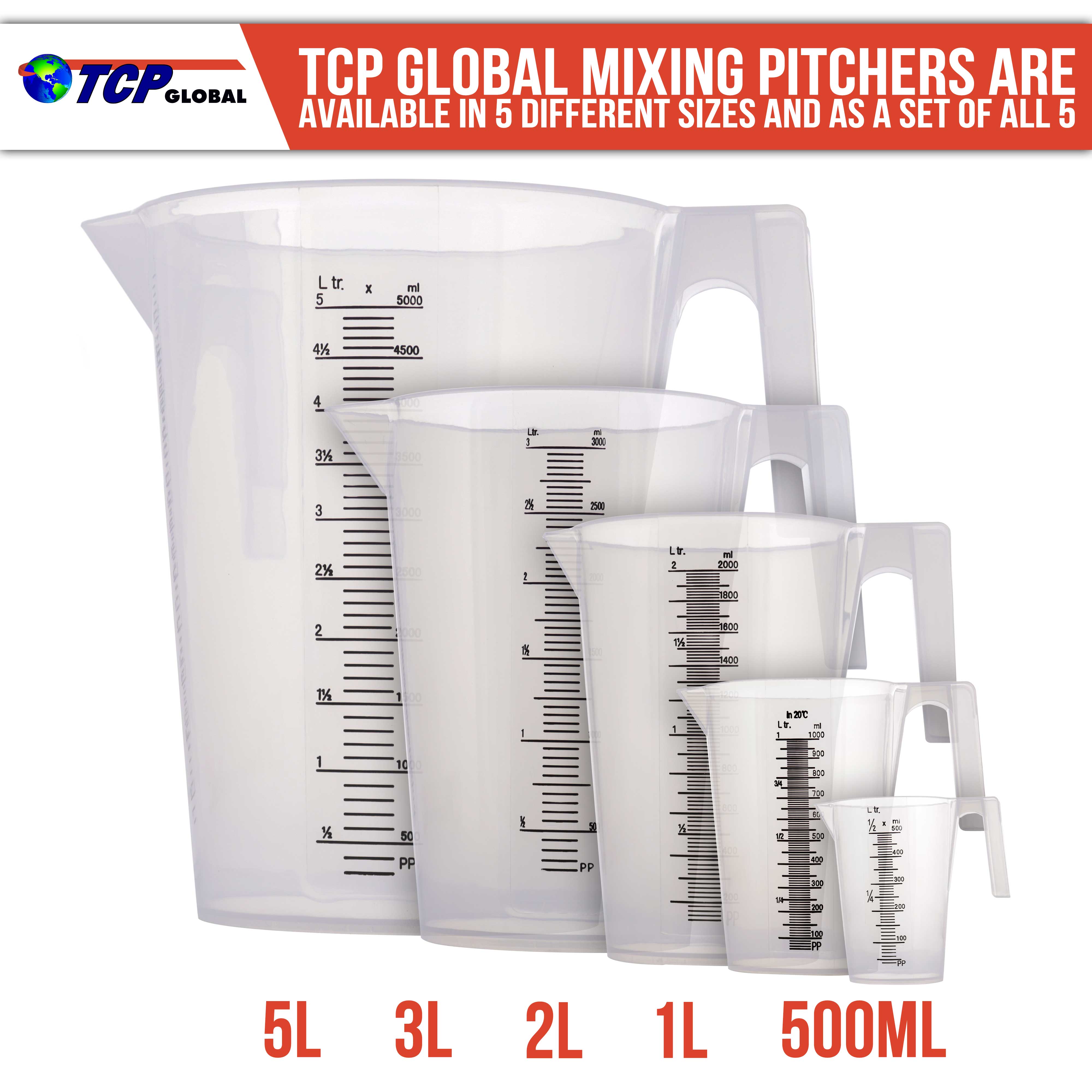 3 Sizes Plastic Graduated Measuring Cups with Pitcher Handles, Kitchen —  TCP Global