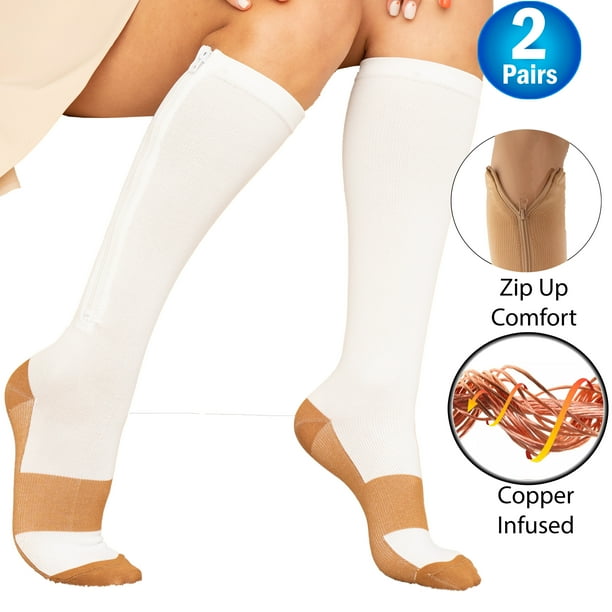 Copper Infused Zipper Compression Socks Closed Toe Zip Up Circulation