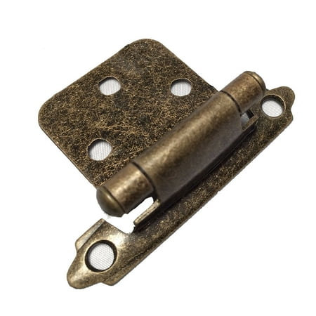 - (40PCS) 20 PAIRS ANTIQUE BRASS SELF CLOSING FLUSH MOUNT CABINET HINGES, By MPJ