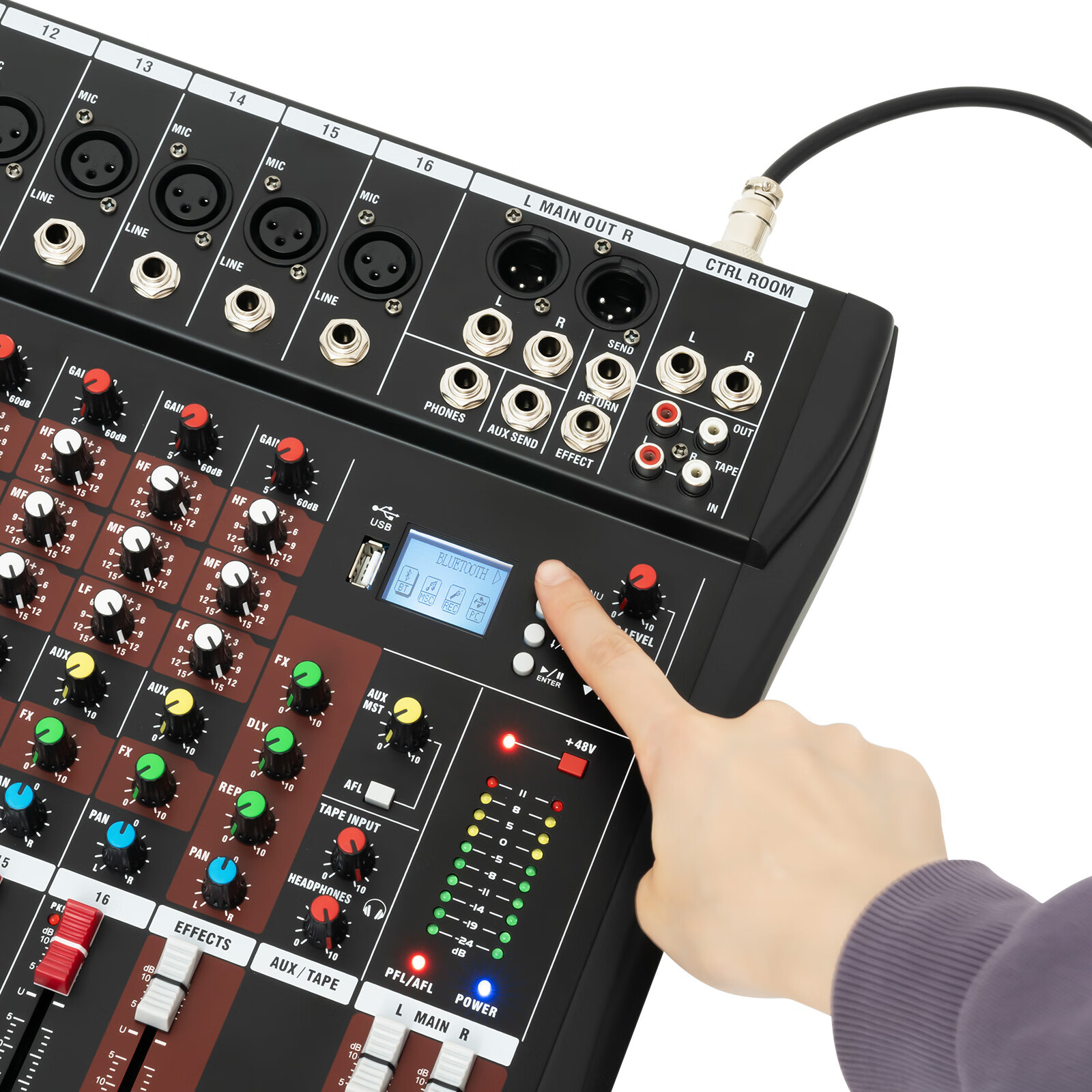 ANQIDI Professional 16 Channel Audio Mixer Sound Board Console Bluetooth Live Studio Audio Mixer