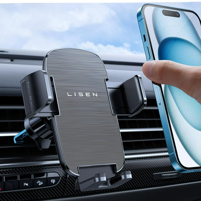 Soporte para teléfono con ventilación de coche LISEN Upgrade, rotación de 360°, gris oscuro