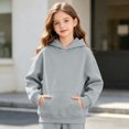 thumbnail image 4 of Abcomgle Hoodie for Girls 4-16 Cute Plain Hooded Sweatshirts for Girls Preppy Long Sleeve Girls Pullover Top Lightweight Winter Sweaters for Girls 10-12 with Pocket, 4 of 5