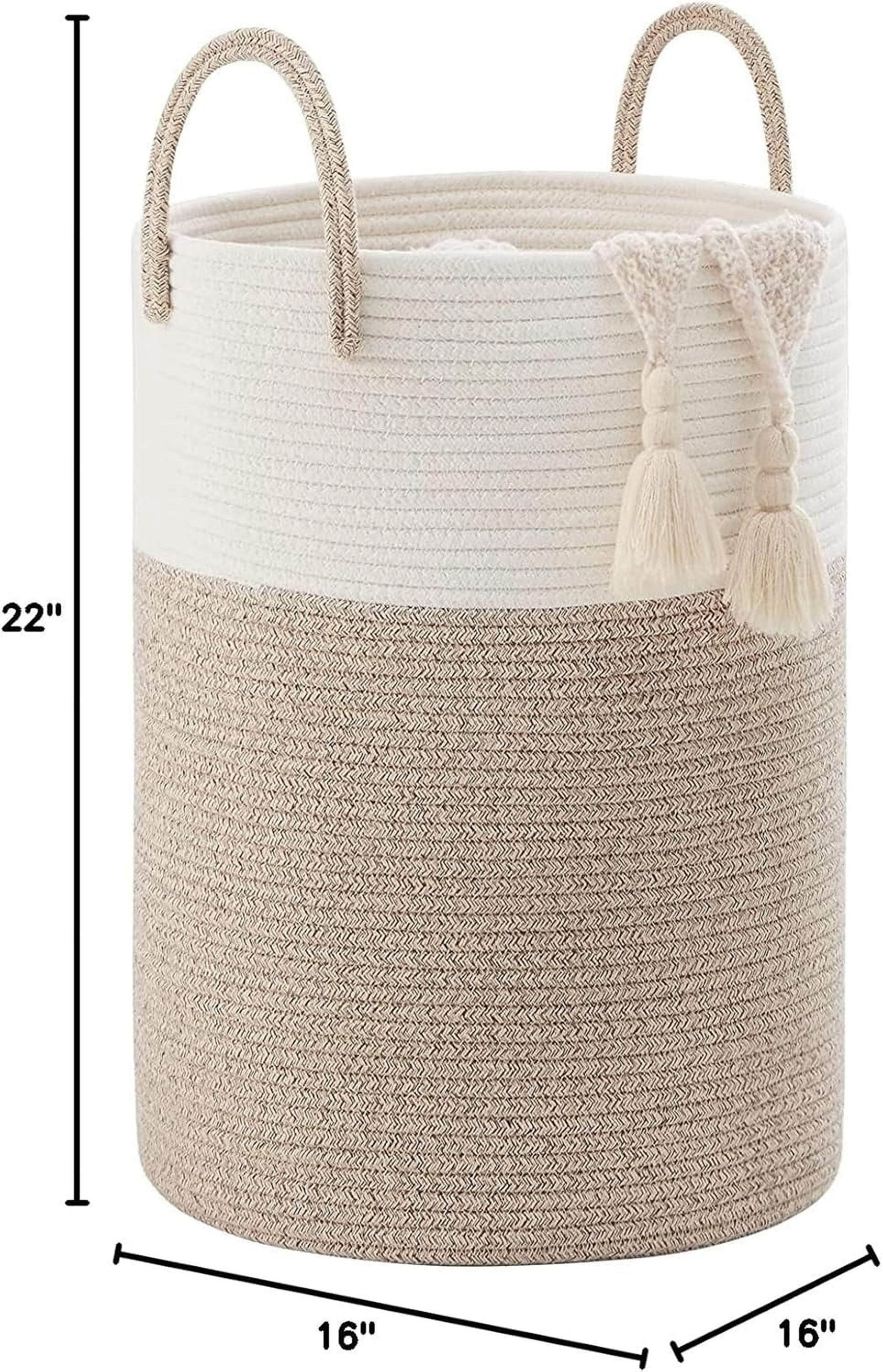 YOUDENOVA Laundry Hamper Basket, Woven 58L Tall Laundry Basket for Blanket Organizer- Nursery Hamper for Bedroom And Bathroom Storage