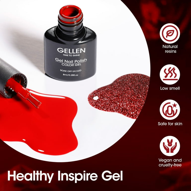 Gellen Red Gel Polish Set, 6 Colors, 48 ml photo 5