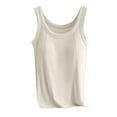 thumbnail image 2 of Tank Tops for Women Plus Size under $5 Solid Color with Built in Bra Camisole No Steel Rings Bottom Underwear T-shirt Beige 2XL, 2 of 5