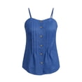 thumbnail image 5 of lcziwo Womens Solid Color Tank Top Denim Casual Spaghetti Strap Sleeveless Top Shirt Summer Holiday Vacation Camisole Blue M, 5 of 7