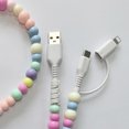 thumbnail image 2 of bedienty 1m Beaded Phone Cable 2 In 1 USB Charger Cable Usb Totype C Fast Charging USB Charger Cable 2 In 1 Light green+green, 2 of 5