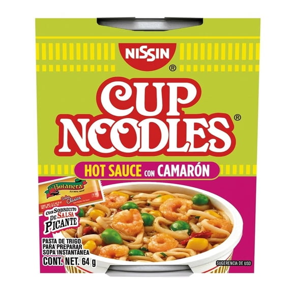 Sopa instantánea Nissin Cup Noodles hot sauce con camarón 64 g