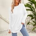 thumbnail image 3 of Long Sleeve T Shirt Women! Comdrip Womens Tunic Tops To Wear with Leggings Long Sleeve Thumb Hole Shirts Crew Neck Curved Hem Going Out Top White M, 3 of 8