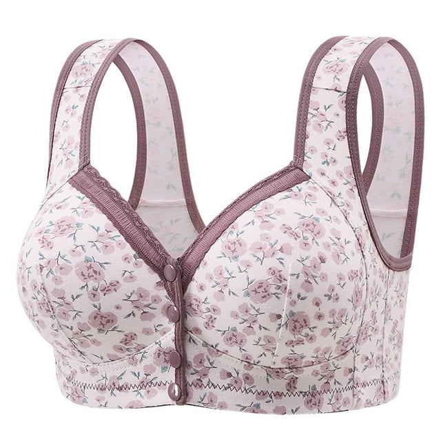 LOVZFMLL Bras for Women Woman's Printing Thin Style Ventilate Large Size Bra Without Steel Rim Purple 44