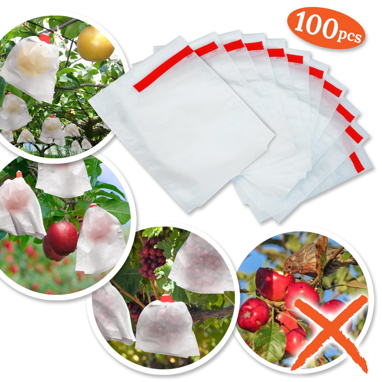 SUNRISEUMBRELLA 100pcs Garden Plant Fruit Protect Drawstring non-wove Bag Anti Insect Bird Netti