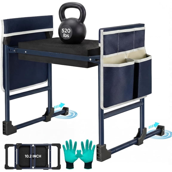 Garden Kneeler and Seat for Seniors: Heavy Duty 420 LBS Support Anti-Tip Multifunctional Gardening Stool Bench with Widened Thick Soft Kneeling Pad & Tool Bag - Foldable for Gardeners