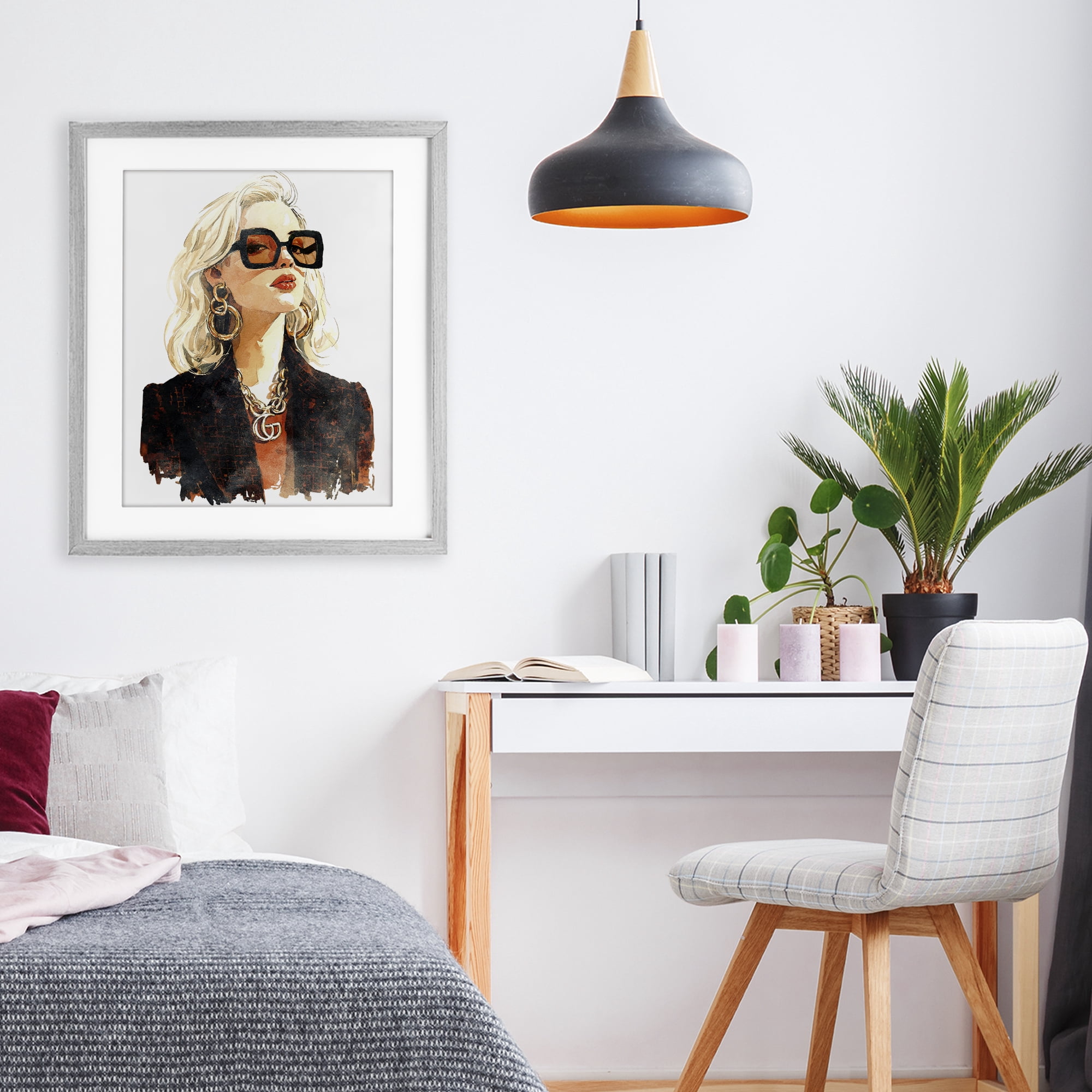 Stupell Industries Luxurious Gilded Gaze Gray Framed Print Under Glass, design by Svetlana Aleynikova