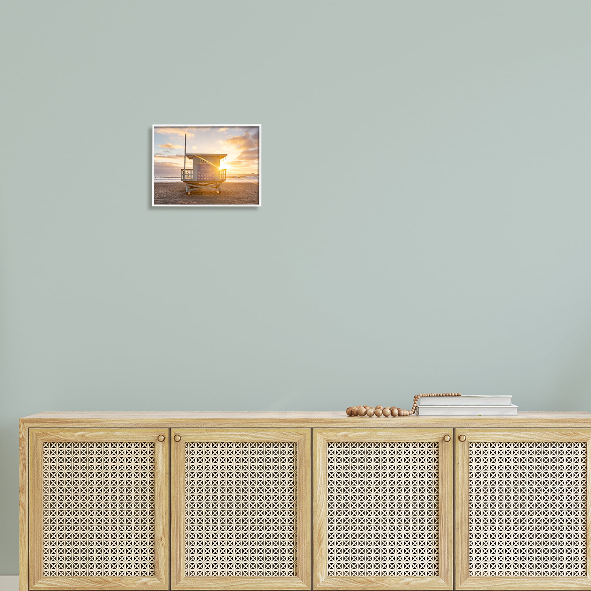 Stupell Industries Beach Hut Summer Sunlight Rays Sandy Coast Photograph White Framed Art Print Wall Art, Design by Jeff Poe Photography