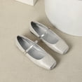 thumbnail image 3 of Ruitaoo Mary Jane Flats Shoes for Women Lightweight Soft Square Toe Slip On Work Flats Flexible for Daily Wear Sliver 40, 3 of 4