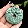 thumbnail image 6 of K-KED Natural Grade A Jade Jadeite Men Women Phoenix Flower Round Circle Pendant, 6 of 7