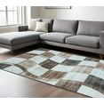 thumbnail image 6 of 8' X 11' Beige Brown and Gray Checkered Area Rug, 6 of 10