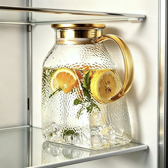 Glass Pitcher With Lid and Spout, 60 oz Glass Pitchers With Handle and Lid, High Borosilicate Jug Water Pitchers for Fridge, Carafe Jar for Hot Water Iced Tea Juice