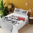 thumbnail image 2 of Ambesonne Emoji Fitted & Top Sheet Set with Shams, Not Today Cupid Writing Art, White Vermilion Dark Grey, 2 of 5