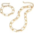 thumbnail image 1 of Collar y pulsera con clip de papel dorado para mujer, chapado en oro de 14 k ajustable, 1 of 5