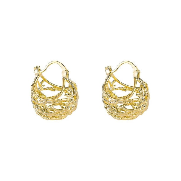 Taian Francés Retro de gama alta Hebilla de oreja de oro Otoño Nuevos pendientes Diseño de nicho Pendientes únicos huecos Joyería