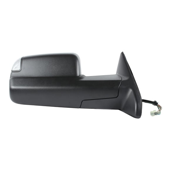 60195C - Fit System Passenger Side Towing Mirror for 13-18 Ram Pick-Up 1500, 2500, 12-18 3500, Code (GPG), turn signal and puddle lamp, flip-out-head, dual lens, txt black, foldaway, Heated Power