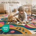 thumbnail image 4 of ODIKA 8'x10' Washable Area Rug Durable, Non-Slip Vibrant Multicolor Floral Design Bold Botanical with Retro Charm for Living Room, Under Sectional, Family, 4 of 7