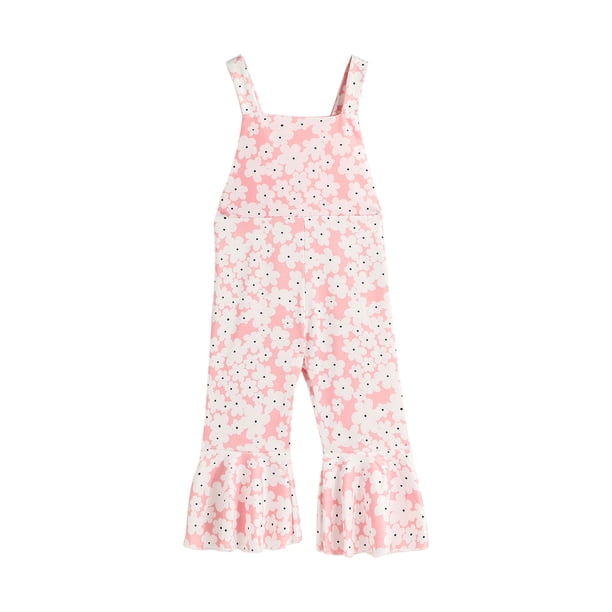 Ropa De Bebé (Niño O Niña) Traje De Mono Para Niños Pequeños Patrón De Flores Lindas Pantalones Acampanados Espalda Ahuecada Rosa Odeerbi LM103-8805