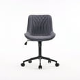 thumbnail image 3 of YOUNIKE Upholstered Desk Chair, Armless Computer Chair with Wheels，Modern Faux Leather Office Chair，Adjustable Swivel Rolling Chair，Adjustable Height，Suitable for Office, Home, Gray Purple, 3 of 15