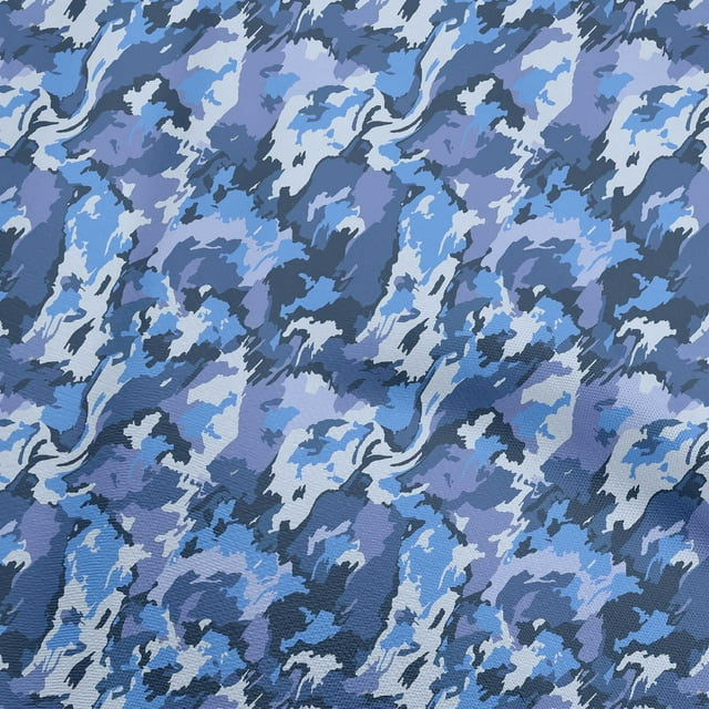 oneOone Velvet Medium Blue Fabric Abstract Sewing Material Print Fabric By The Yard 58 Inch Wide