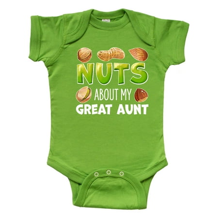 

Inktastic Nuts About My Great Aunt Peanut Almond Pistachio Gift Baby Boy or Baby Girl Bodysuit