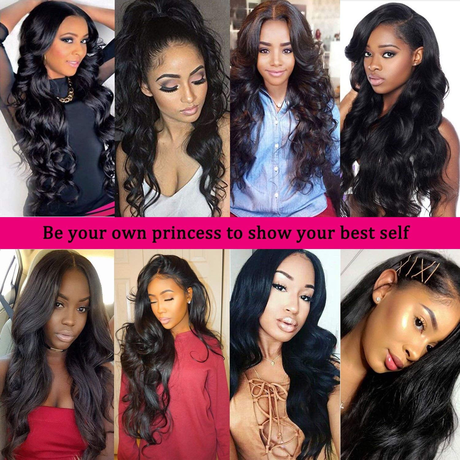 Brazilian Virgin Human Hair Extensions 3 Bundle Body Wave Hair Wave Weft Black Women 10A Grade(16"18"20")