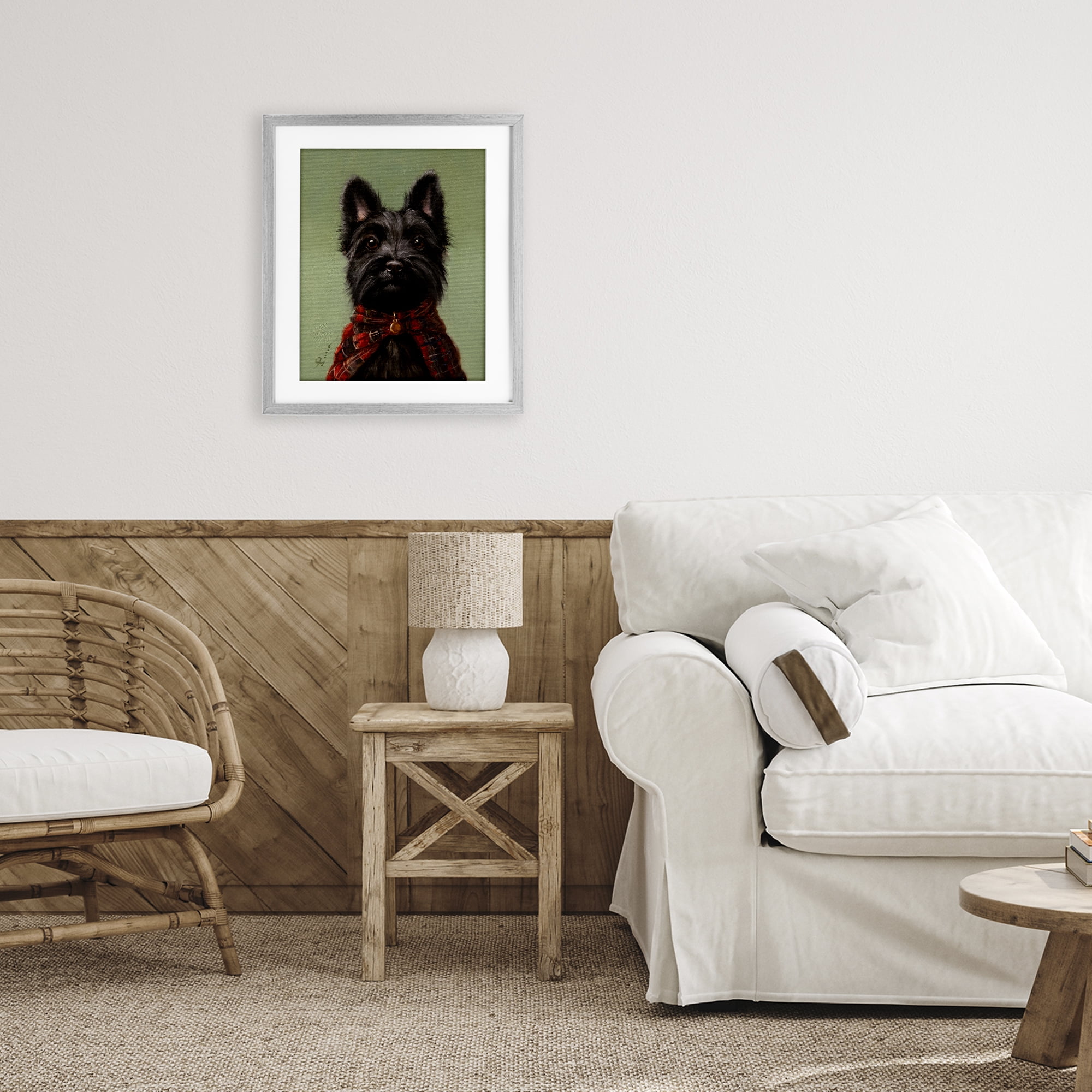 Stupell Industries The Scot Scottish Terrier Gray Framed Print Under Glass, design by Lucia Heffernan