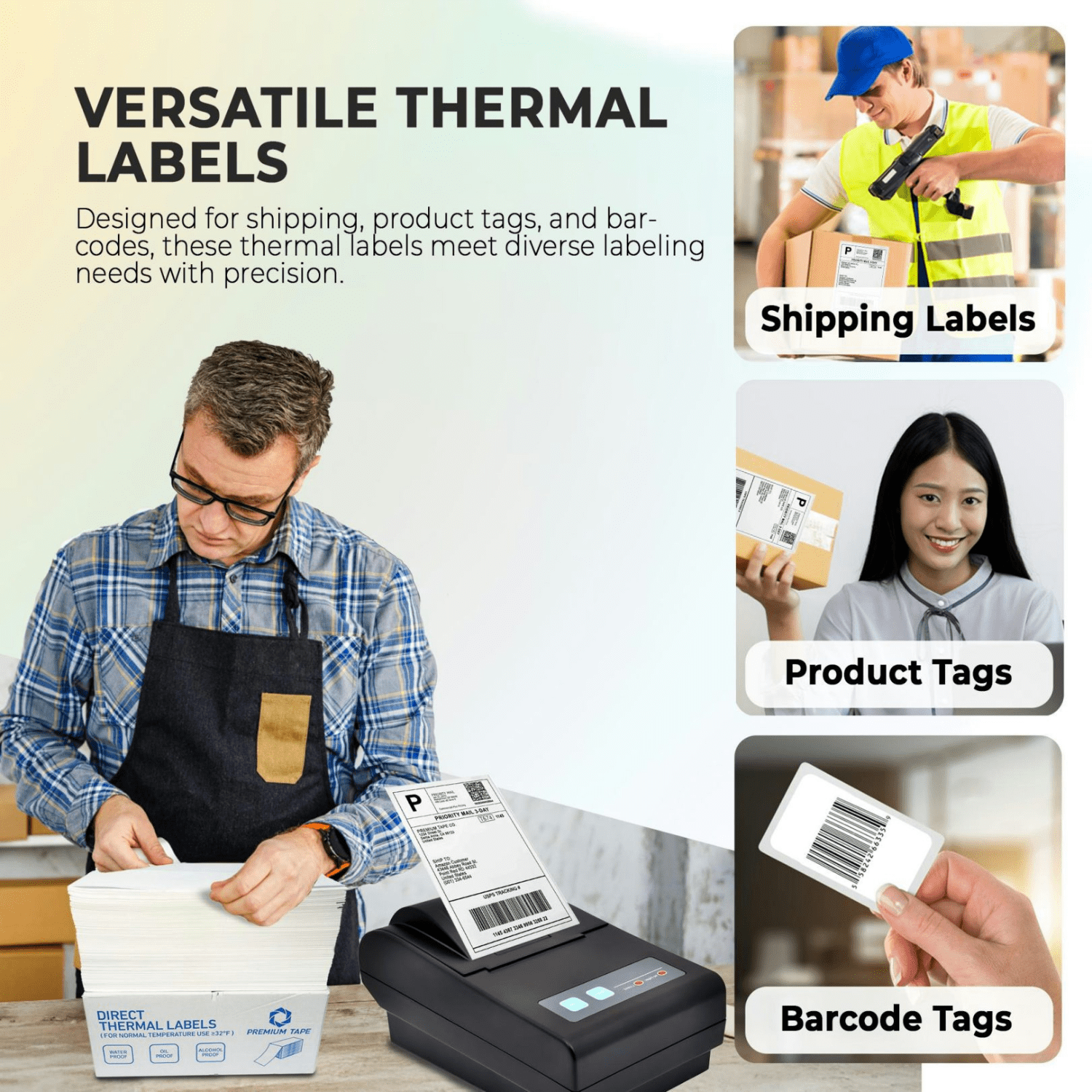 Rockin Rolls 4x6 Thermal Labels (Total 4000) - 8 Packs of 500 Fanfold Direct Thermal Shipping Labels